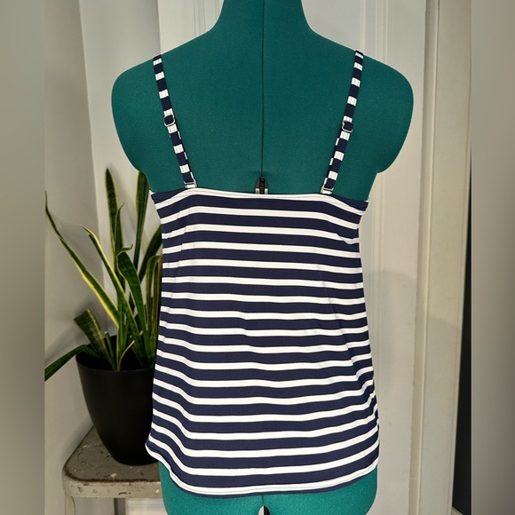 Lands End Women's V Neck Tankini Swimsuit Underwire Top Striped Size 10 navy - Picture 5 of 11